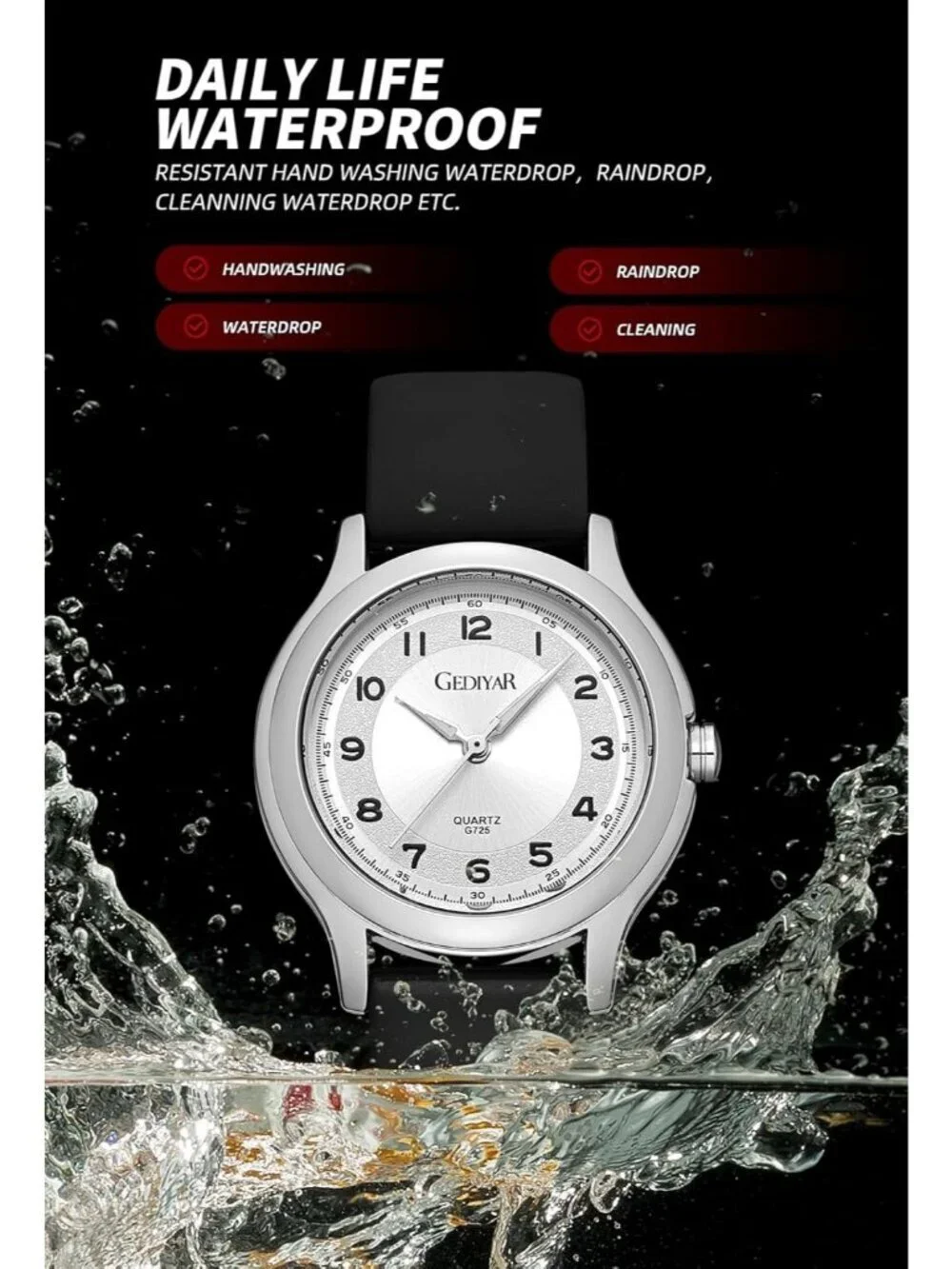 Women's Black Analog Quartz Nurses Variety Soft Silicone Band Waterproof Watch